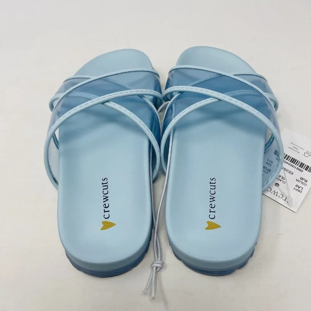 J Crew Crewcuts Little Girl K11 Slip On Pool Clear Jelly Sandals in Blue $45 221